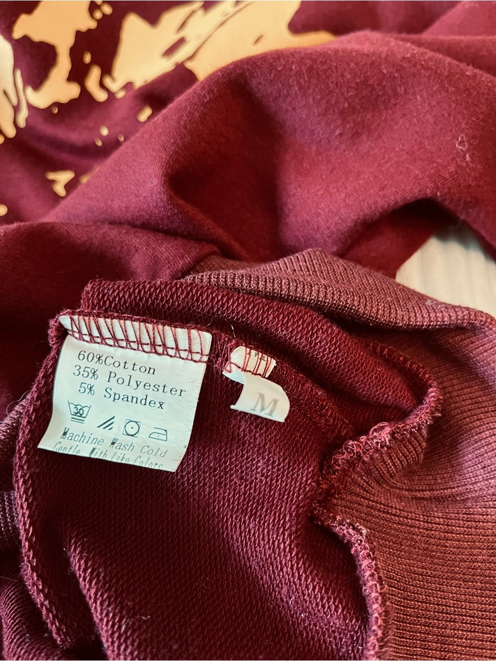 Maroon  Cotton Blend Artsy Wimsy Sweatshirt with Cream Sunflower Graphic - Picture 4 of 6